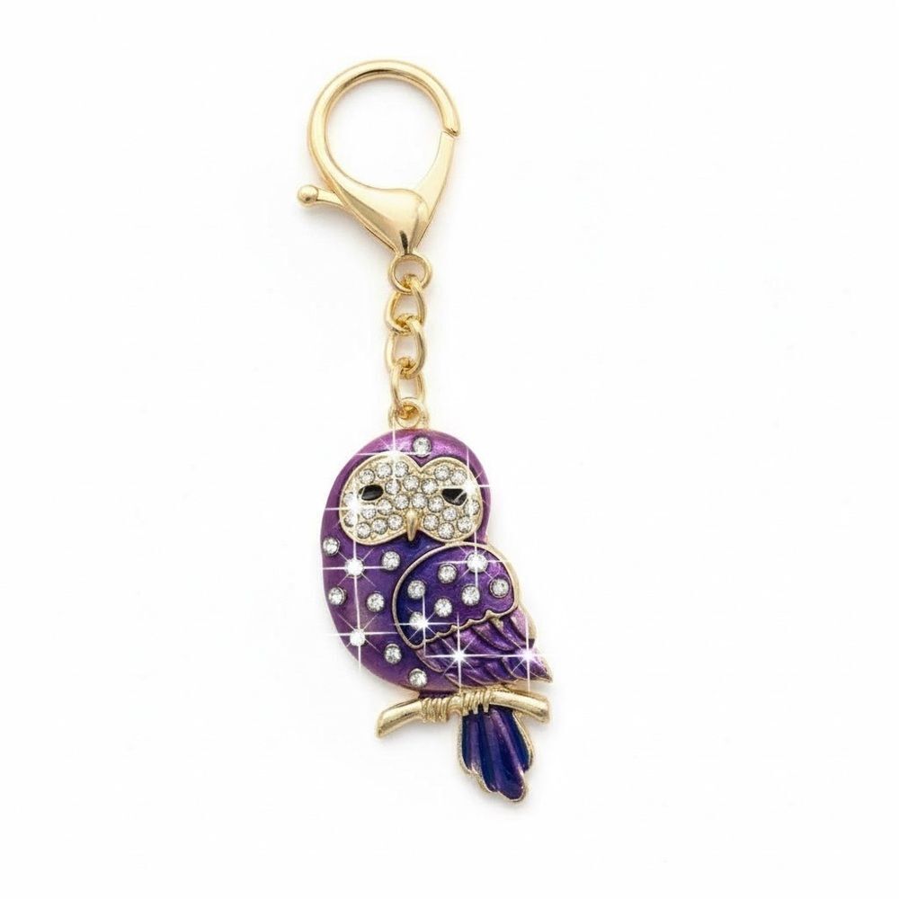 Mint Purple and Gold Owl Key Holder